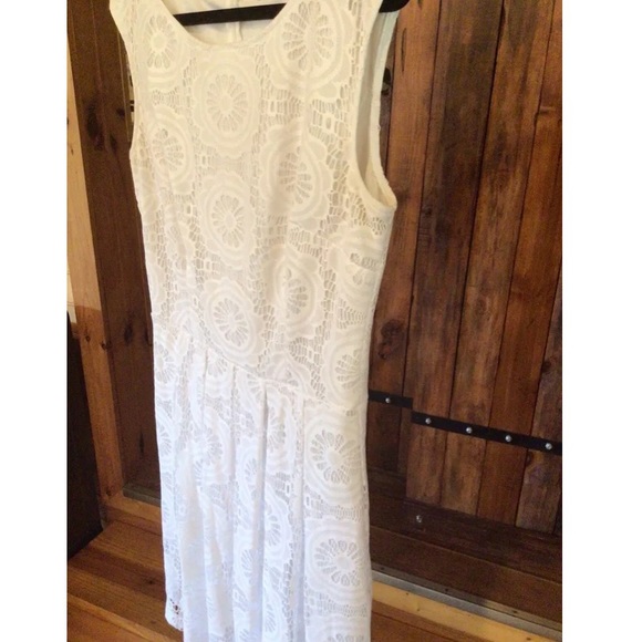 New York & Company A-Line Dress Women's 10 Sleeveless White Lined Lace Trim - Picture 8 of 14
